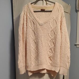 POL  V-Neck Cable Knit Sweater